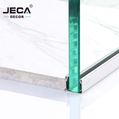 China Free Sample 304 Modern Grade Modern Grade Tile Trim Strips Stainless Steel JECA Backing Glass Profiles For Bathroom High Quality for sale