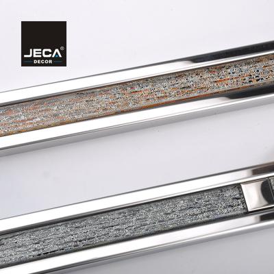 China Foshan JECA New Design Modern Stainless Steel Tile Trim With Diamond Decoration 304 High Quality Ceramic Tile Trim For Bathroom Wall for sale