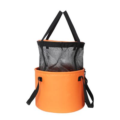 China 500D PVC Portable Folding Outdoor Water Bucket Camping Fishing Wash Bucket Water Container 25L for sale