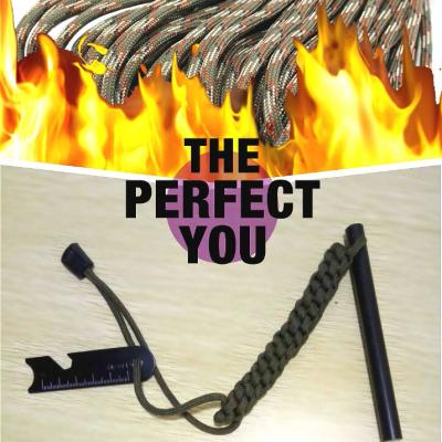 China Outdoor Camping Firestone Ferro Rod Flint Scraper Firemaking Fire Starter Paracord Knot Cord Hiking Survival Tools 120*10MM for sale