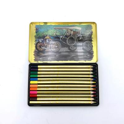 China office & school & Gift Kids 12pcs HB Drawing Coloring Pencil Set In Tin Box Case for sale