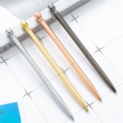 China office & School& Cool Promotional Pen Skull 1.0mm Metal Rose Gold Silver Black Nickel Plated Ballpoint Pens for sale