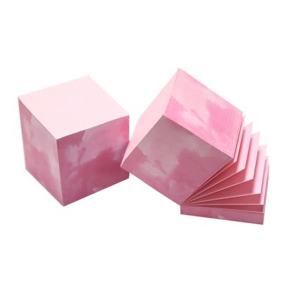 China Self Adhesive Custom Logo Printing 4 Sides Sticky Note Cube Note Tear Off Color Pages Sticky Pad for sale