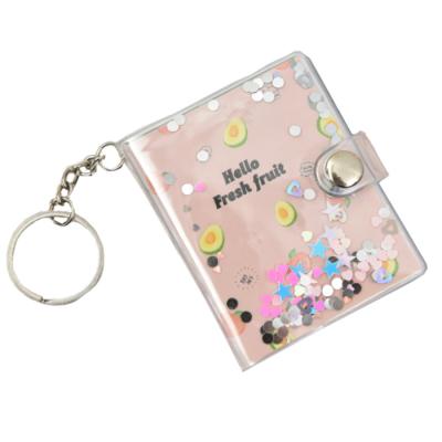 China Custom Mini Small Loose Leaf PVC Coating Paper Notepad Key Chain With Button for sale