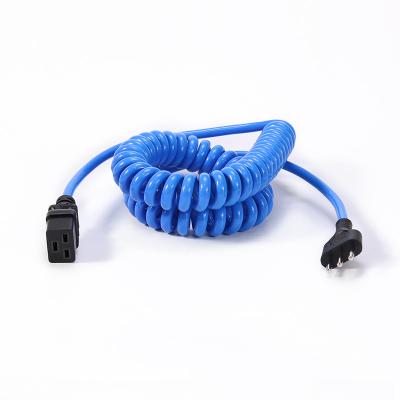 China Industrial Equipment Certified IMQ Approval IEC320 C13 C19 Italy Power Cable Spiral Spring Curly Coiled Italian Power Cord for sale