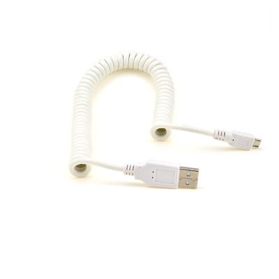 China Charging or Power Data Transferring Mini USB Charging Cable Spring Retractable Micro Cable Comark Fast Data Spiral Curly Stretch Cord for sale