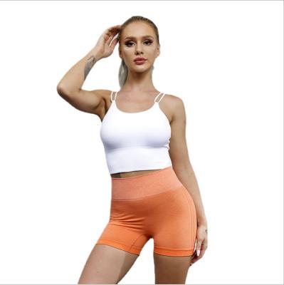 China EURO SIZE TT6426 Summer Women Spaghetti Yoga Shirt New Rib Pattern Breathable White Tanks Fitness Gym Bra Tops for sale