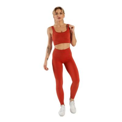 China 9287 Breathable Wholesale Workout Set Solid 2021 Ribbed Seamless Legging And Sports Bra Pattern High Quality Gym Yoga Equipment for sale