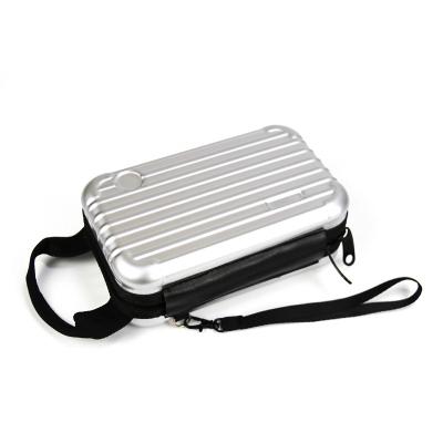 China Lady Silver Glossy Fashion ABS Small Suitcase Waterproof Portable Travel Cosmetic Case for sale