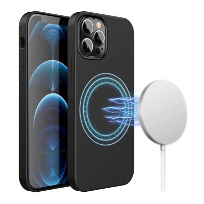 China Modern Customer Shockproof Logo Shockproof Liquid Silicone With Magnetic Magnetic Ring Mobile Phone Case For Iphone Fashion Simplicity for sale