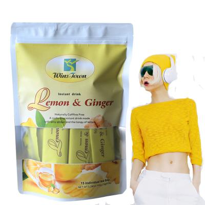 China Winstown Ginger Tea Low Fat Lemon with Honey Lemon Ginger Soup Instant Skin Whitening and Smooth Tea Lemon Juice Powder Improve Immunity for sale