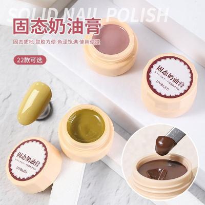 China Nail Beauty Products Thick Cream Gel Polish In Round Nail Cream Polish Solid Gel Pudding Shimmer Jar Polish Private Label for sale