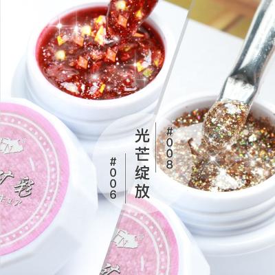 China Nail Beauty Products Glitter Platinum Nail Gel Polish UV LED Soak Off Nail Luminous Gel Polish Luxury Starry Color Gel Lacquer 8g for sale