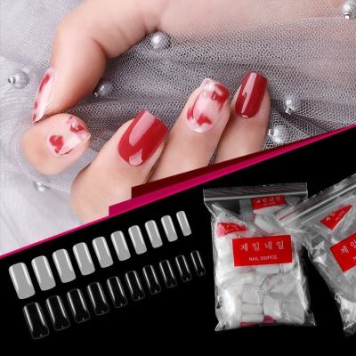 China 2022 Design Clear Short Ballerina Nails Coffin Full Cover Nail Tips ABS Material Fake Nails Art for sale