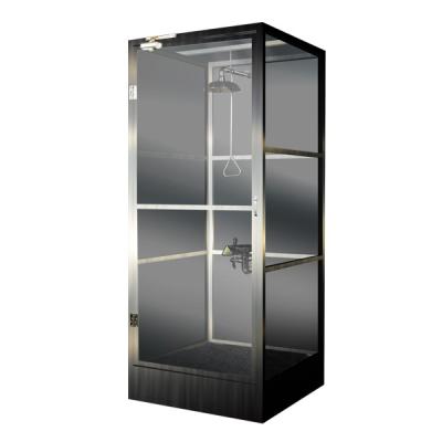 China Enclosed Emergency Shower With Eye Wash Organic Glass And Stainless Steel Material for sale