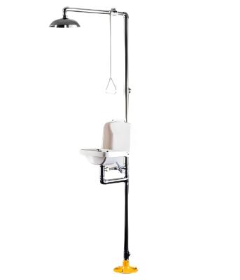 China 120 - 180L/min SS 304 Emergency Shower And Eyewash With White Linkage Cover for sale