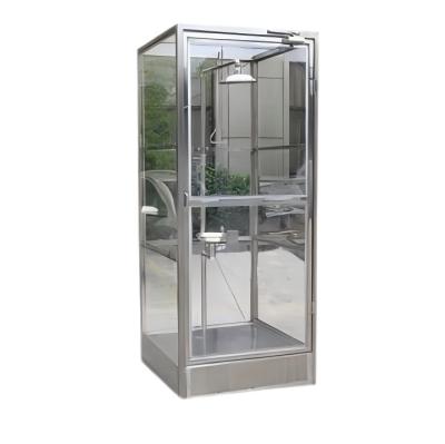 China Organic Glass Enclosed Eyewash Station Booth Stainless Steel Rapid Response Shower for sale