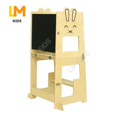 China (Height)Adjustable LM KIDS height children kitchen helper wooden modern step stool adjustable montessori learning tower for sale