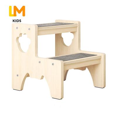 China (Other) LM Adjustable KIDS Wooden Design Birch Plywood Wooden Kitchen Kids Step And Baby Standing Stool for sale