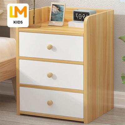 China (Other) LM Adjustable KIDS Modern Nordic Pine Walnut Style Large Storage Solid Wood Bedroom Bedside Table for sale