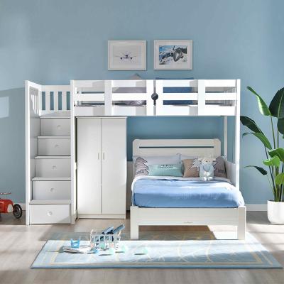 China Expandable LM KIDS pure wood modern luxuey kids bedroom natural pine castle designs double bed furniture for sale