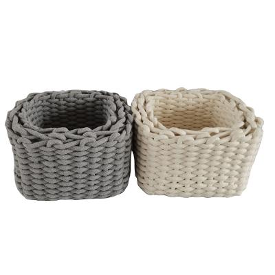 China Sustainable Woven Handmade Cotton Rope Basket Basket Storage Basket for sale