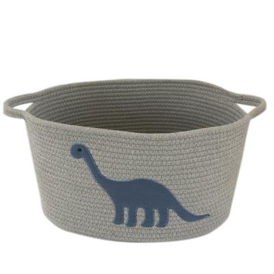 China Large Sustainable Woven Cute Kids Cartoon Cotton Rope Storage Basket for sale