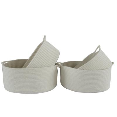 China Sustainable Storage Bin Cotton Rope Basket Woven Basket 4 Set for sale