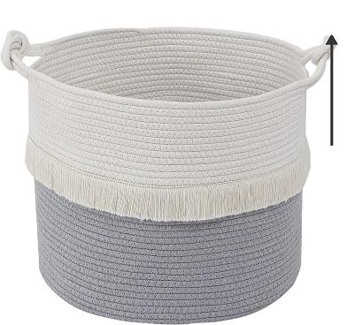 China Premium Sustainable Cotton Rope Woven Basket With Handles Large Basket For Nursery Laundry Towel Diaper Kids Toy Storage for sale