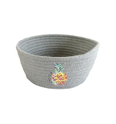 China Decorative Sustainable Household Items Cotton Rope Storage Basket With Nice Pattern For Toys Gift Basket for sale