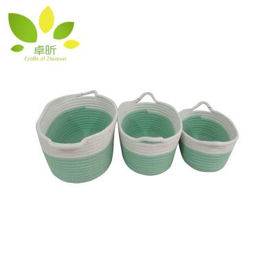 China Viable Wholesale Cheap Fashion Cotton Rope Basket Decorative Storage Basket for sale