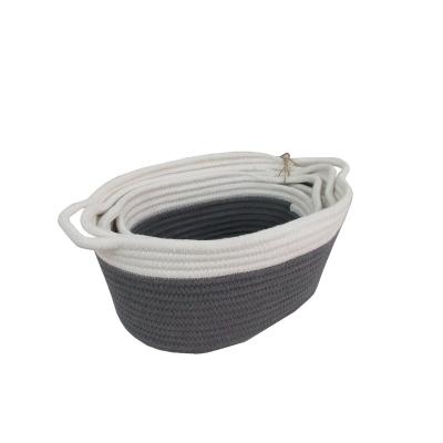 China Decorative Sustainable Household Items Laundry Cotton Rope Storage Basket For Gift Or Toys for sale