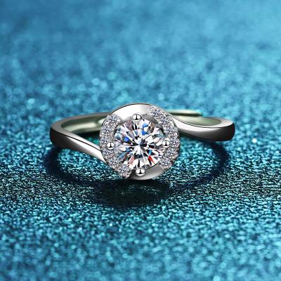 China Silver Cubic Zirconia Vintage Jewelry Sterling Silver Gemstone Ring Resizable 925 Luxury Sparkling Diamond Ring for sale