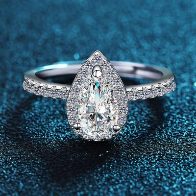 China Vintage Wedding Jewelry S925 Diamond Ring Resizable Delicate Teardrop Cubic Silver Zirconia Sterling Silver Ring for sale