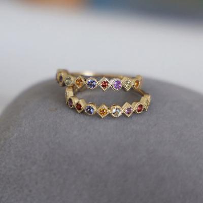 China Vintage 18K Gold Plated 925 Sterling Silver Colored Crystal Cz Rings Open Adjustable Silver Colored Zircon S925 Rings for sale