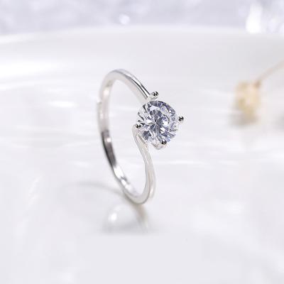 China Latest Vintage Fashion 925 Diamond Brilliant Silver Wedding Ring Resizable Romantic Cubic Zirconia Sterling Silver Ring for sale