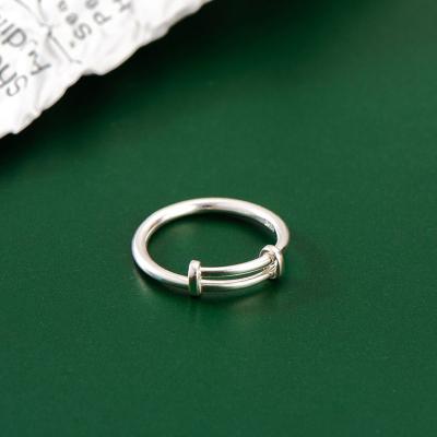 China Vintage Retro Sterling Silver Smooth Thing Ring Classic 925 Adjustable Silver Stacking Ring For Couple Gifts for sale