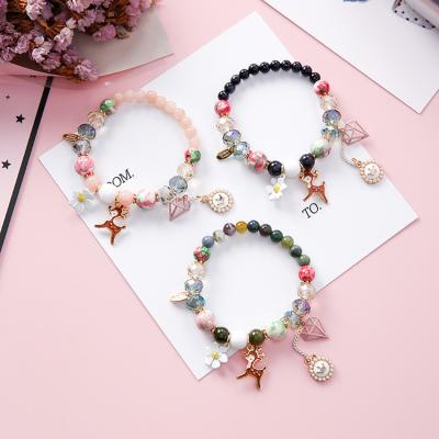 China Fashion Boho Accessories Stone Bracelet Women CLASSIC Dangling Beads Crystal Bracelet Charm Jewelry Flower for sale