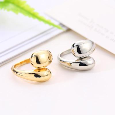 China Vintage European Fashionable 18K Gold Plated Teardrop Open Ring Chunky Dome Water Drop Irregular Ring for sale