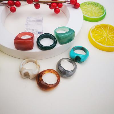 China Cute Vintage Candy Color Irregular Acrylic Resin Ring Trendy Transparent Crystal Rings For Women Girls for sale