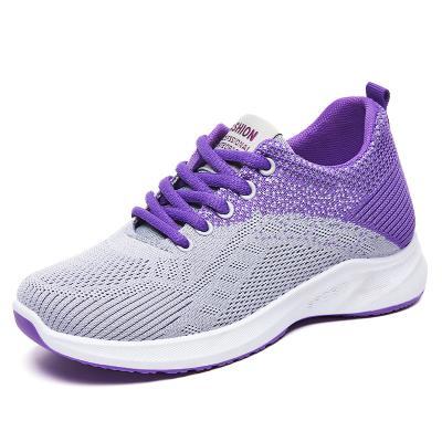 China Cushioning 2023 wholesale sports shoes fly weavn sneakers walking shoe anti-skid rubber outsole woman running shoes for sale