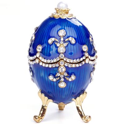 China European Russian egg metal open European creative home decoration style jewelry box business gift decoration for sale