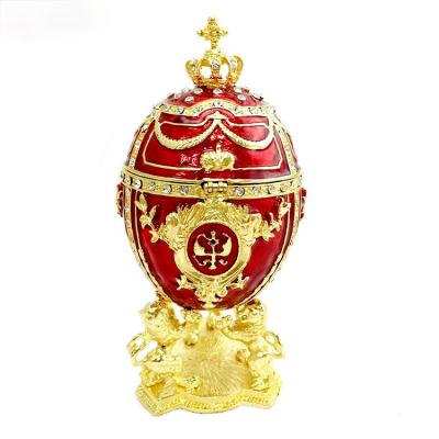 China European-style palace egg jewelry box with diamonds and painted metal crafts decoration creative gifts home decoration for sale