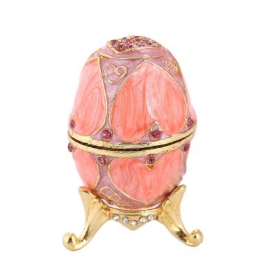 China Handmade egg jewelry box, creative home gifts, metal crafts, diamond-encrusted enamel ornaments for sale