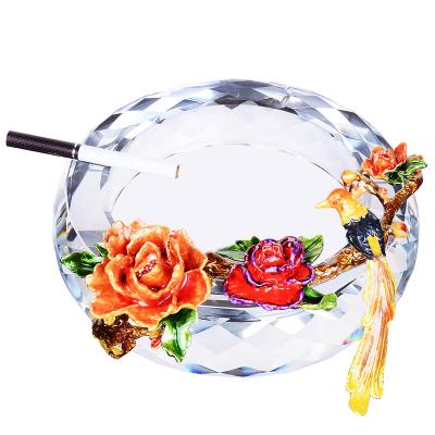 China Enamel home direct selling big creative crystal glass ashtray living room office ashtray European style ashtray price for sale