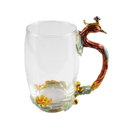 China Viable dragon and phoenix formed glass, handmade water glass for sale