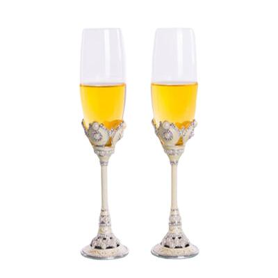 China GIFT BOX European style champagne glasses paired crystal glass wine glasses enamel crystal glass wine glass lead free wedding gifts for sale