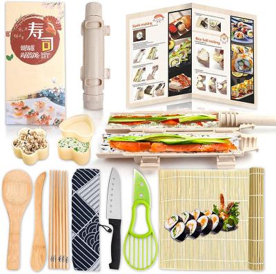 China Viable Sushi Making Kit With User Guide Bamboo Rolling Mats Kit Sushi Knife Bamboo Chopsticks for sale