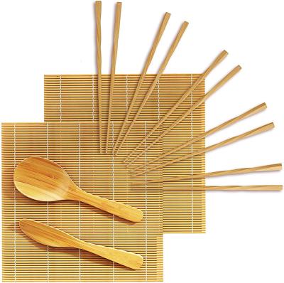 China Viable Sushi Making Kit Bamboo Rolling Mats Rice Spreader Paddle Chopsticks Sushi Mold for sale