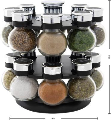 China Freshness Retention Spinning Tower with Free Spice Refills for 16-Jar Clear Spice Rack Organizer for Cabinet 2 Tier Stackable Seasoning Rack for sale